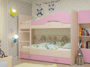 Кровать 2-х ярусная Мая с ящиками на латофлексах розовая в Усолье - usole.magazinmebel.ru | фото
