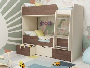 Кровать двухъярусная Малыш двойняшка дуб молочный-бодега в Усолье - usole.magazinmebel.ru | фото