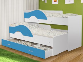 Кровать выкатная Радуга с ящиком 80х160 белая-голубой в Усолье - usole.magazinmebel.ru | фото