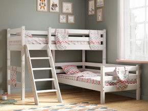 Угловая кровать Соня Вариант 8 с наклонной лестницей белая в Усолье - usole.magazinmebel.ru | фото